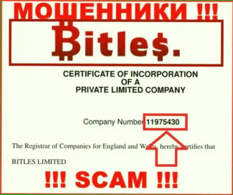 Номер регистрации internet-мошенников Битлес Еу, с которыми не стоит сотрудничать - 11975430