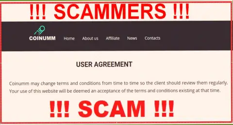 Coinumm Com Thieves can remake their client agreement at any time