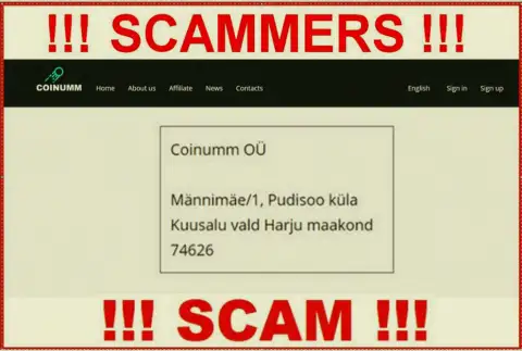 Coinumm fraudsters company address