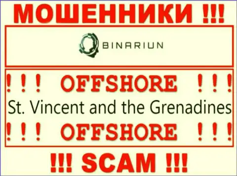 Сент-Винсент и Гренадины - вот здесь юридически зарегистрирована противозаконно действующая контора Binariun Net