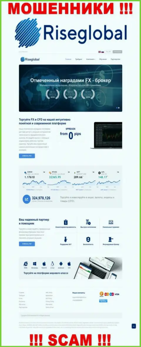 Скриншот официального web-ресурса жульнической компании Rise Global