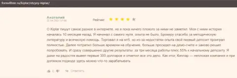 Комментарии биржевых игроков о Forex организации Kiplar на сайте Forex4free Ru