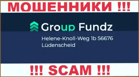 Адрес противозаконно действующей организации GroupFundz Com фейковый