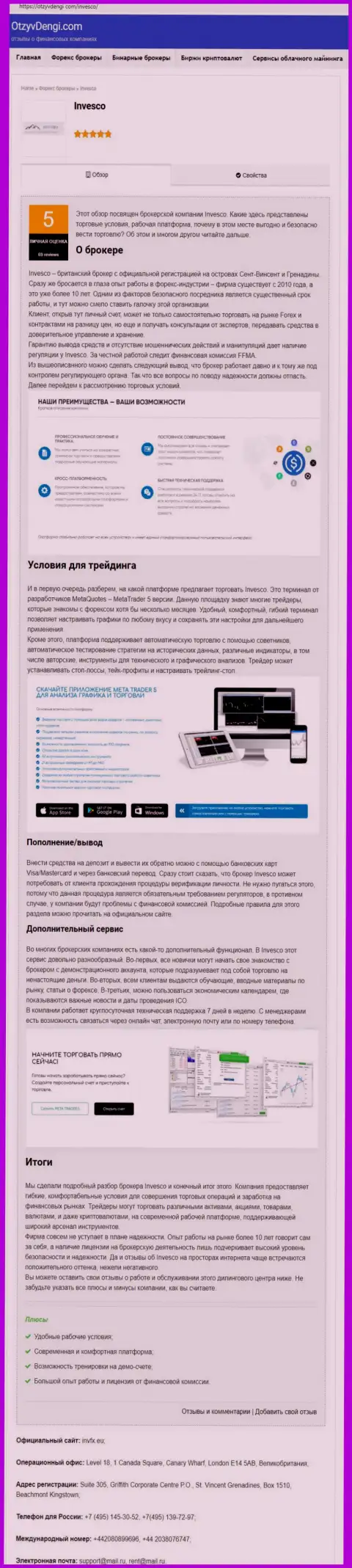 Веб-сайт ОтзывДеньги Ком представил статью об форекс брокерской компании INVFX Eu