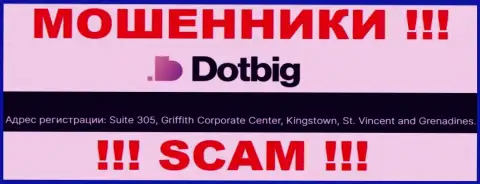 Все клиенты DotBig будут одурачены - указанные internet мошенники пустили корни в оффшоре: Сьюит 305, Корпоративный Центр Гриффитш, Кингстаун, Сент-Винсент и Гренадины