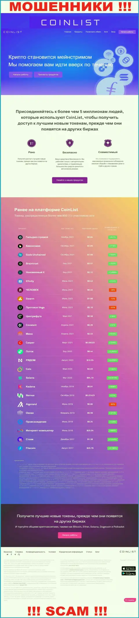 Если же не хотите оказаться жертвой махинаций Coin List, тогда лучше на КоинЛист Ко не переходить