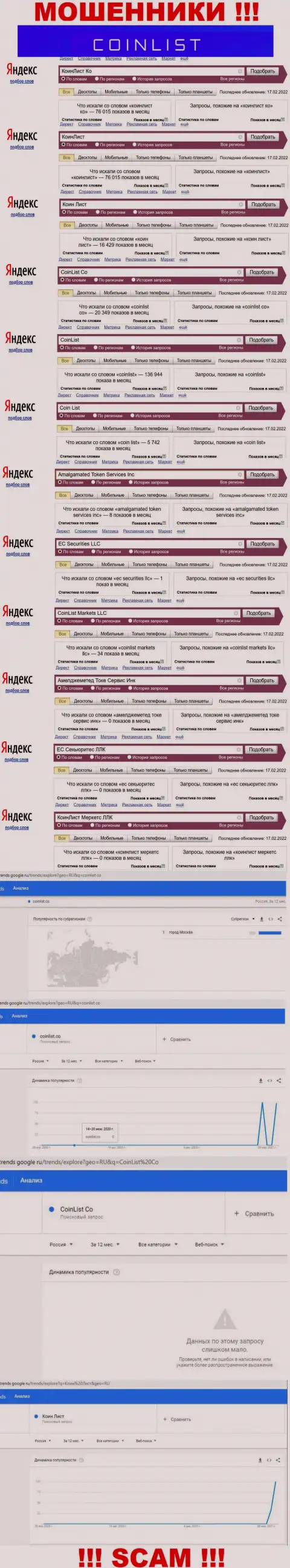 Онлайн-запросы по internet махинаторам КоинЛист Ко
