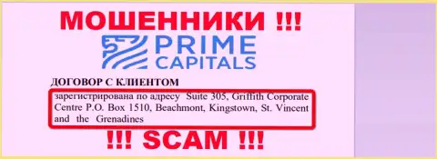 Прайм Капиталз Лтд расположились на территории Kingstown, St. Vincent and the Grenadines и свободно воруют вложенные денежные средства