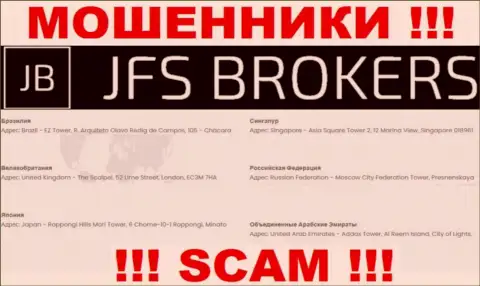 ДжейЭфЭсБрокерс на своем онлайн-сервисе опубликовали фейковые сведения касательно адреса