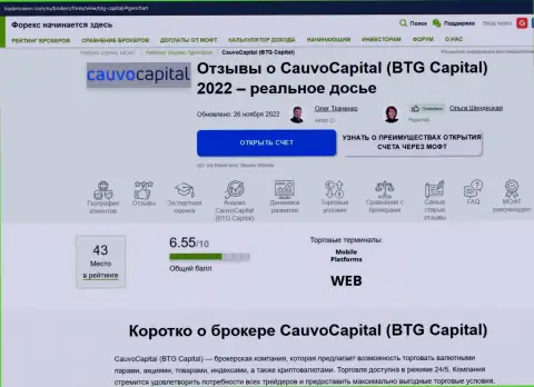 Обзор условий брокерской компании Cauvo Capital в материале на web-сайте TradersUnion Com