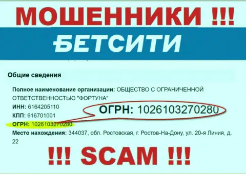 Не сотрудничайте с компанией BetCity Ru, рег. номер (1026103270280) не причина отправлять деньги