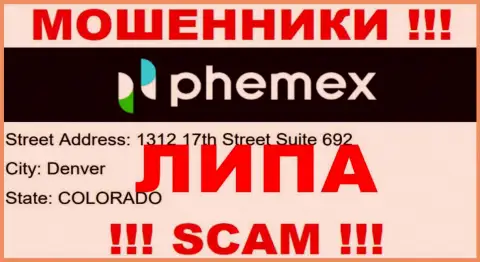 Оффшорная юрисдикция конторы PhemEX Com на ее сайте приведена ненастоящая, будьте очень осторожны !!!