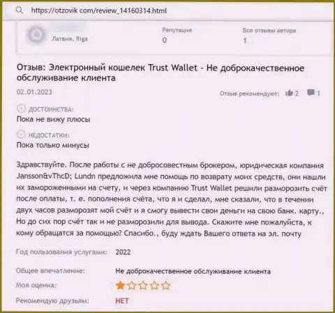 TrustWallet Com - это МАХИНАТОРЫ, так говорит человек, который связался с данной компанией