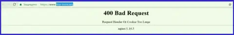 Официальный интернет-сервис forex брокера Фибо-Форекс несколько суток вне доступа и выдает - 400 Bad Request (ошибка)